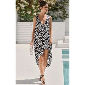 Anthropologie Black and White Floral Midi Dress